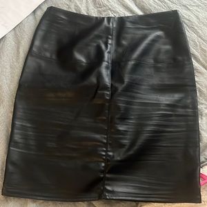Leather misguided knee skirt